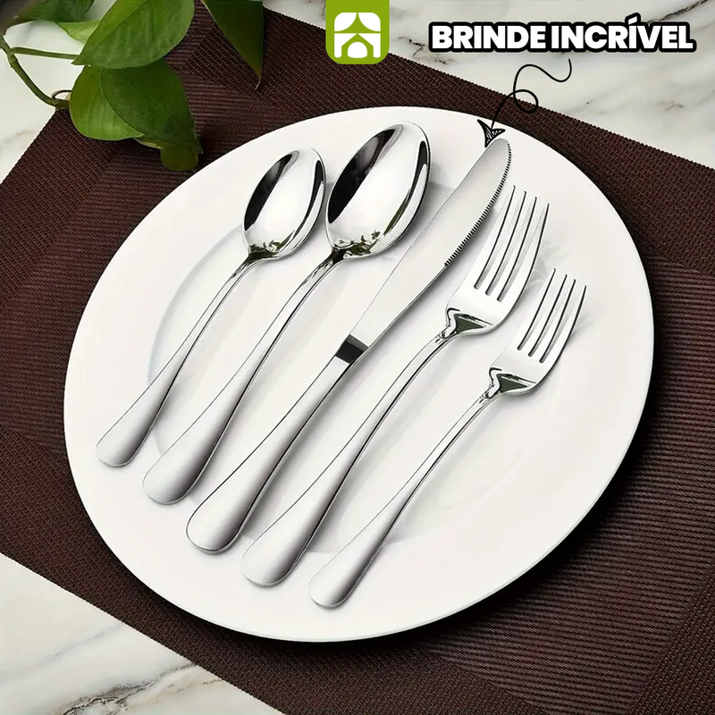 Kit 15 Potes Herméticos de Vidro + 30 Talheres de aço inoxidável de BRINDE