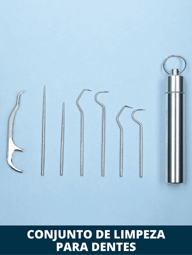 Kit Dental Clean - 7 peças em aço inoxidável