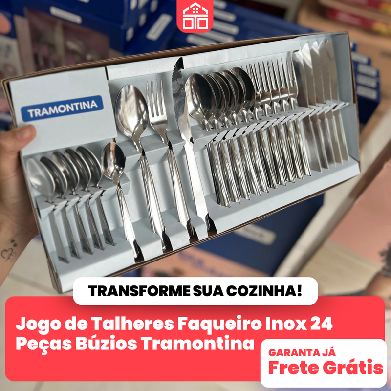 Jogo de Talheres Faqueiro Inox 24 Peças Búzios Tramontina