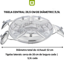 Rechaud Giratório Com 6 Compartimentos Aço Inox e Vidro 52cm