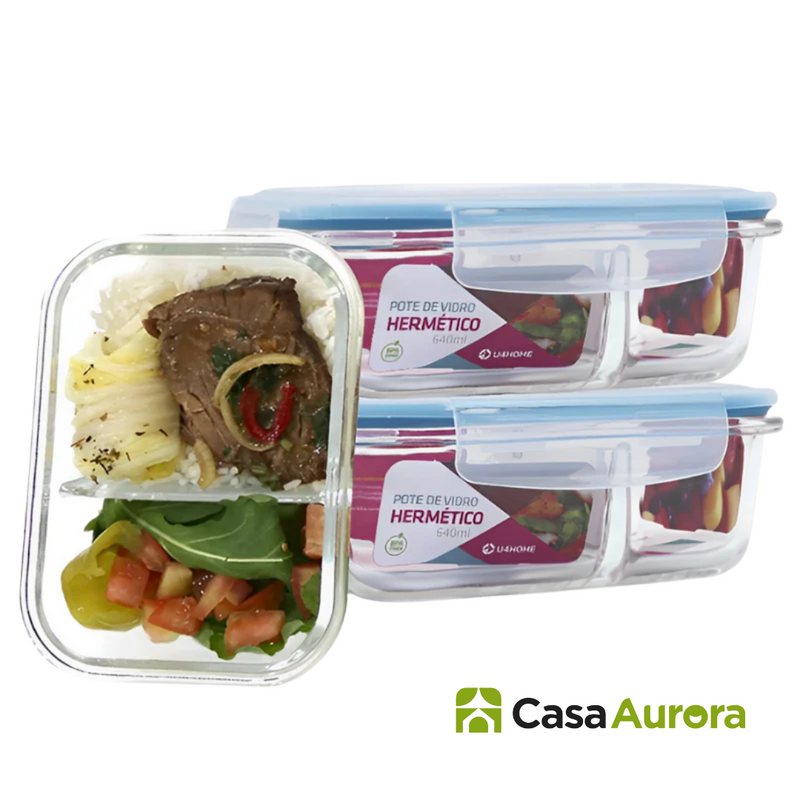 Kit 15 Potes Herméticos de Vidro + 30 Talheres de aço inoxidável de BRINDE