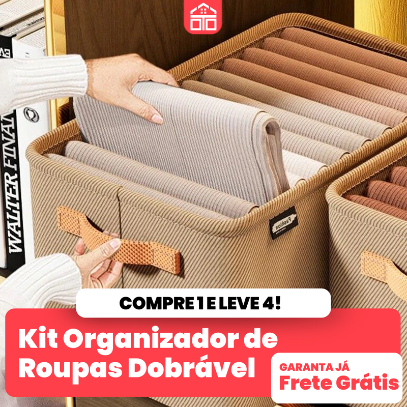 Kit com 4 Caixas Organizador de Roupas Dobrável Multifuncional