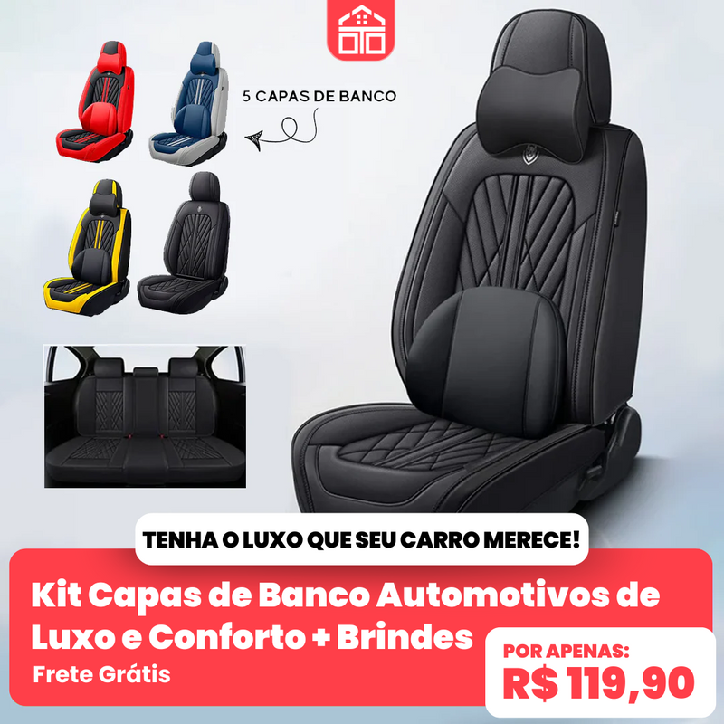 Kit com 5 Capas de Banco Automotivos de Luxo e Conforto + Brindes