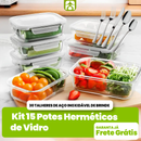 Kit 15 Potes Herméticos de Vidro + 30 Talheres de aço inoxidável de BRINDE