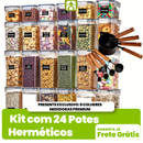 Kit com 24 Potes Herméticos + Presente Exclusivo: 8 Colheres Medidoras Premium