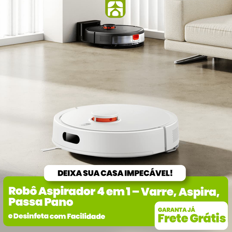 Robô Aspirador 4 em 1 – Varre, Aspira, Passa Pano e Desinfeta com Facilidade