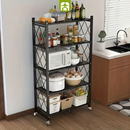 Prateleiras organizadoras de metal dobráveis e resistentes com rodas