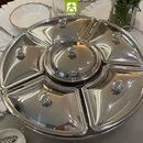 Rechaud Giratório Com 6 Compartimentos Aço Inox e Vidro 52cm