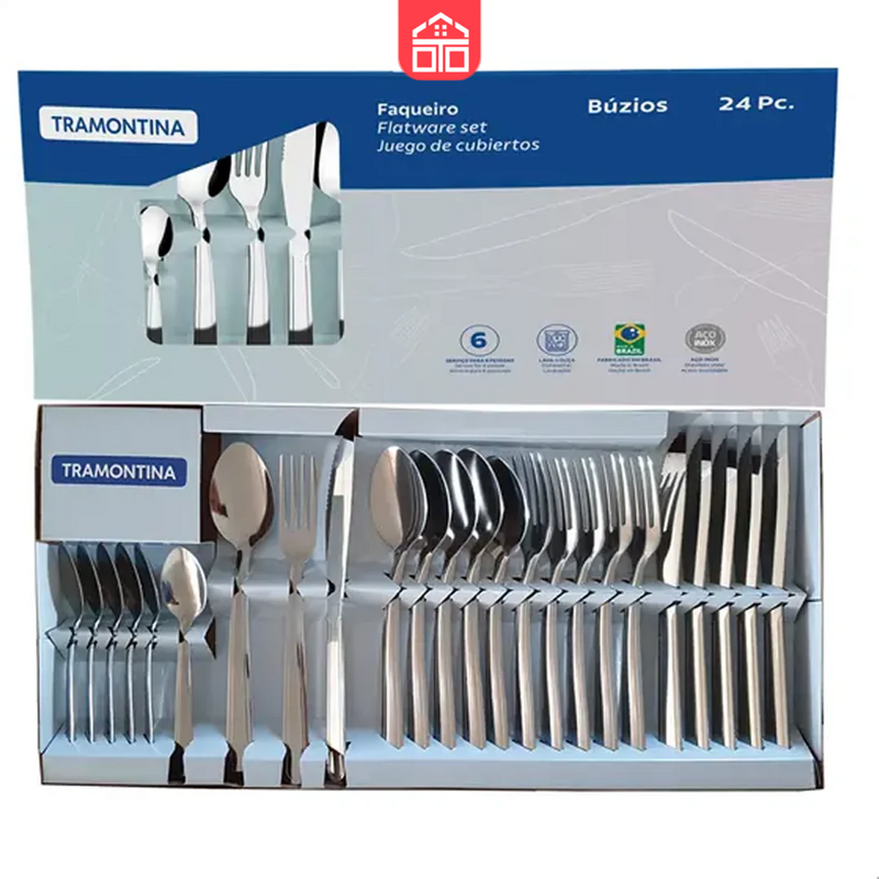 Jogo de Talheres Faqueiro Inox 24 Peças Búzios Tramontina