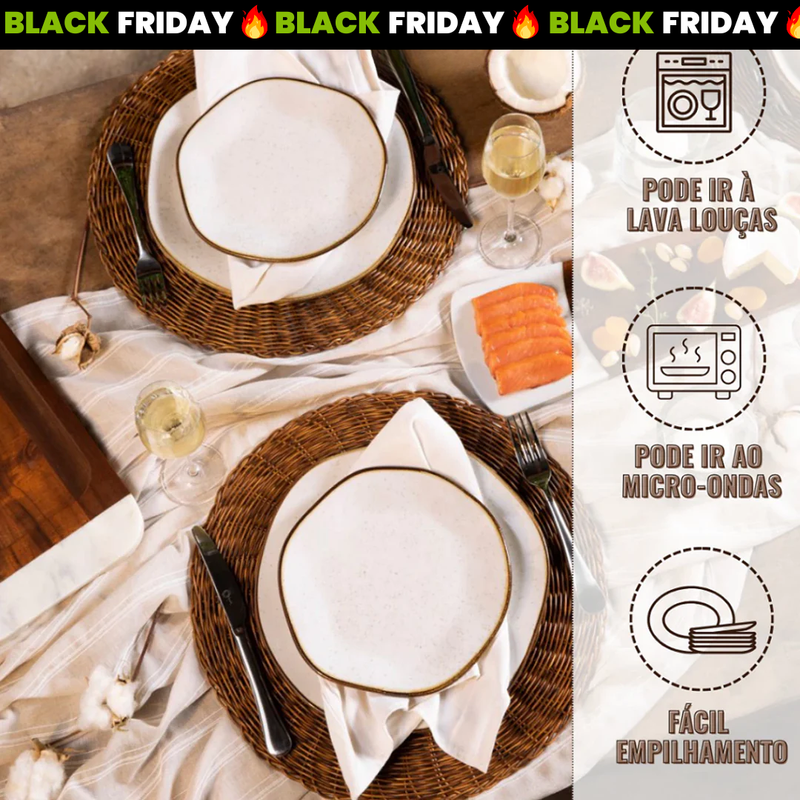 Aparelho de Jantar Completo 54 Peças em Porcelana