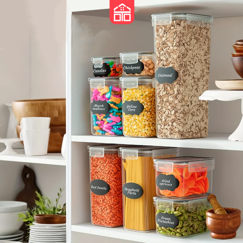 Kit com 24 Potes Herméticos + Presente Exclusivo: 8 Colheres Medidoras Premium