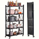 Prateleiras organizadoras de metal dobráveis e resistentes com rodas