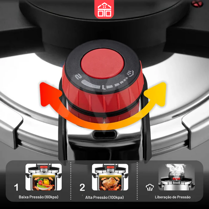 [Compre 1 e Leve 2] Panelas de Pressão TurboChef Aço Inoxidável - Á Prova de Explosões + Brinde: Kit Utensílios