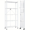 Prateleiras organizadoras de metal dobráveis e resistentes com rodas