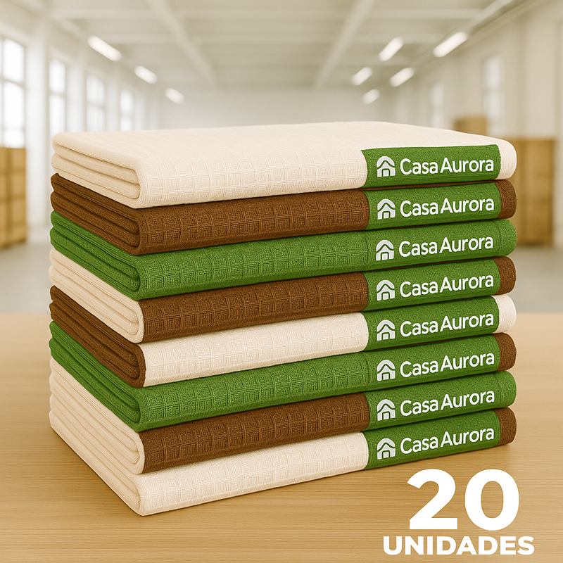 Kit com 20 Panos de Pratos 100% Algodão + Triturador De Alho Elétrico de BRINDE