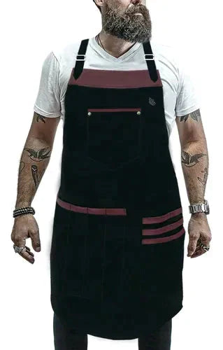 Avental Cozinha Churrasqueiro Lanchonete Hamburgueria Tecido e Couro Legítimo