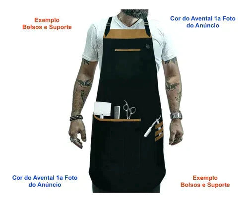 Avental Cozinha Churrasqueiro Lanchonete Hamburgueria Tecido e Couro Legítimo
