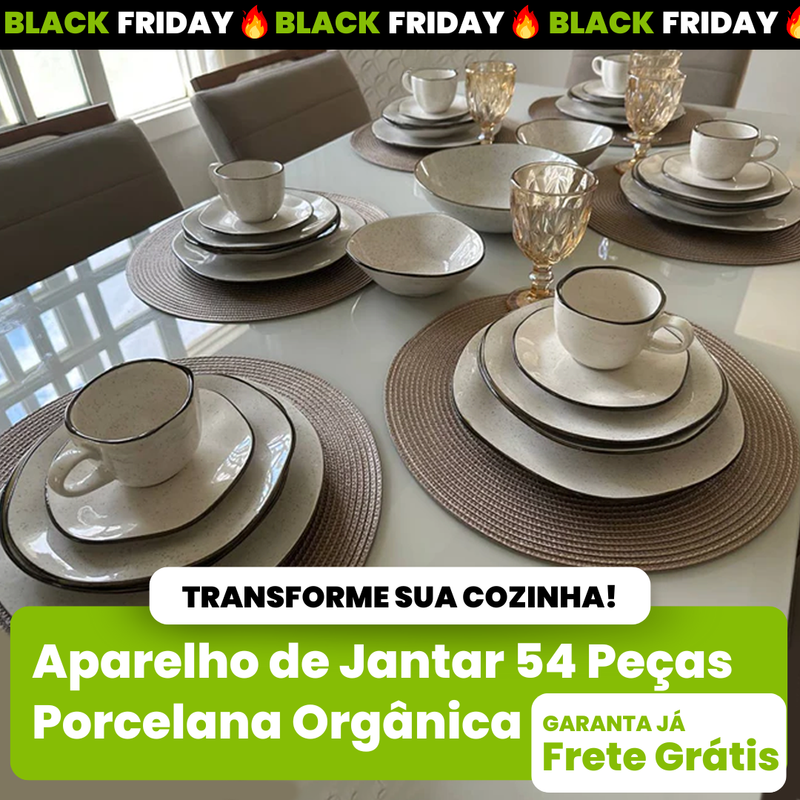 Aparelho de Jantar Completo 54 Peças em Porcelana